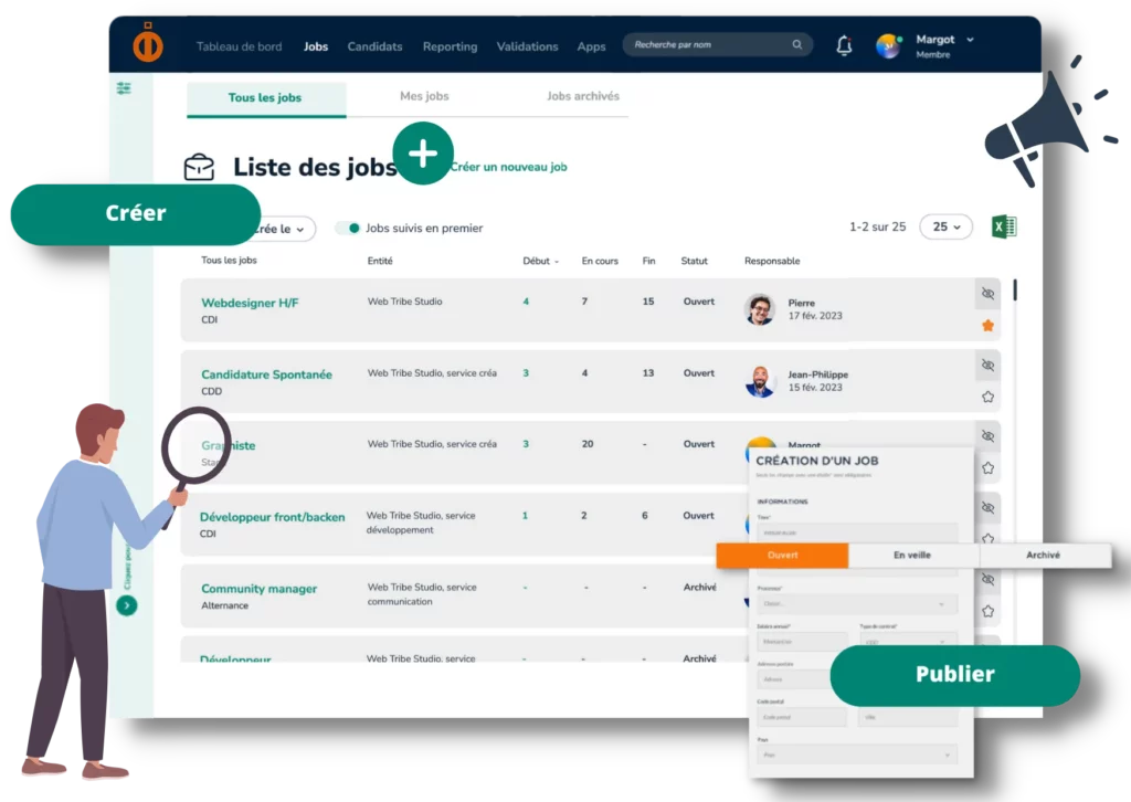L’interface de Jobaffinity vous aide dans votre sourcing de recrutement