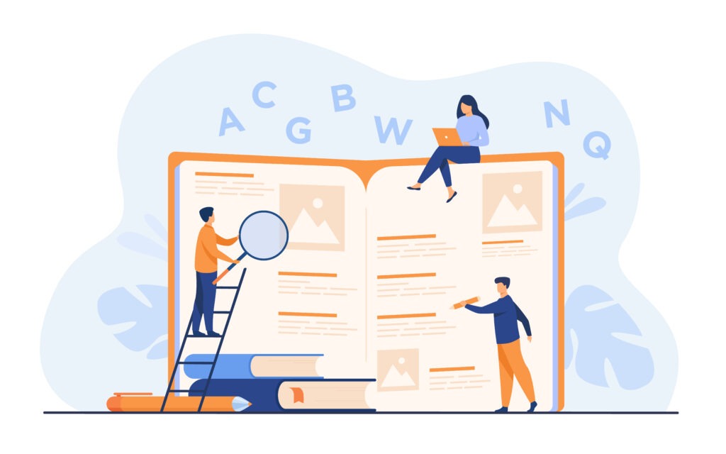 Illustration de personne qui apprennent dans un livre